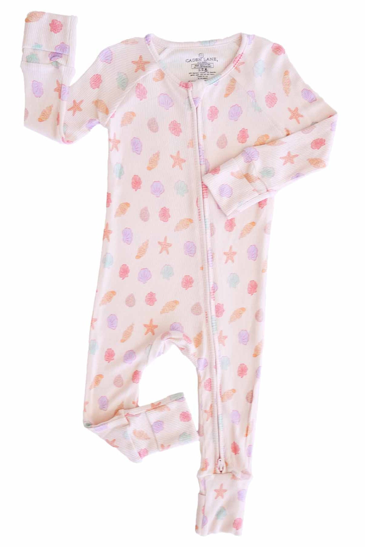 Saltwater Shells Bamboo Waffle Convertible Zip Romper