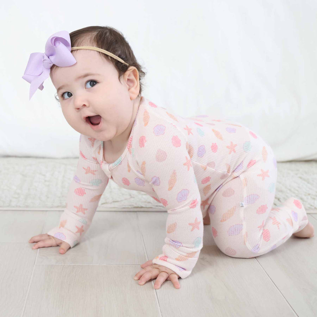 Saltwater Shells Bamboo Waffle Convertible Zip Romper