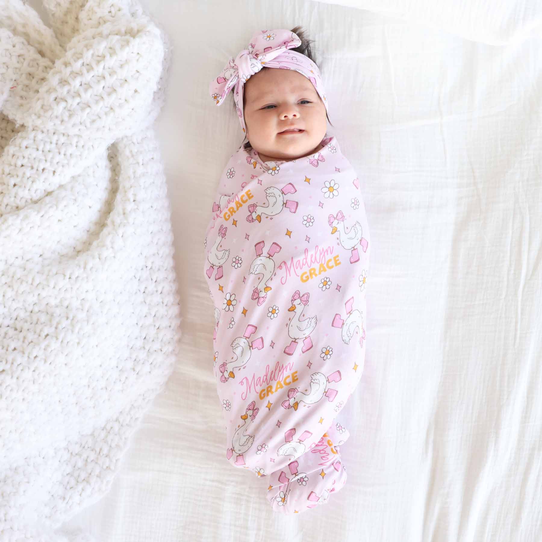 Silly Goose Personalized Swaddle Blanket | Pink