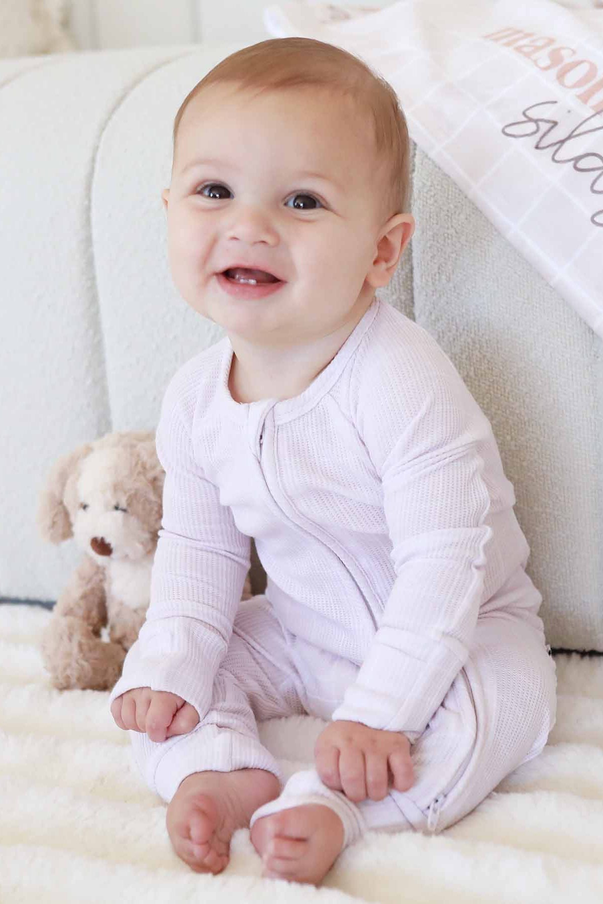 Sloane's Squares Bamboo Waffle Convertible Zip Romper