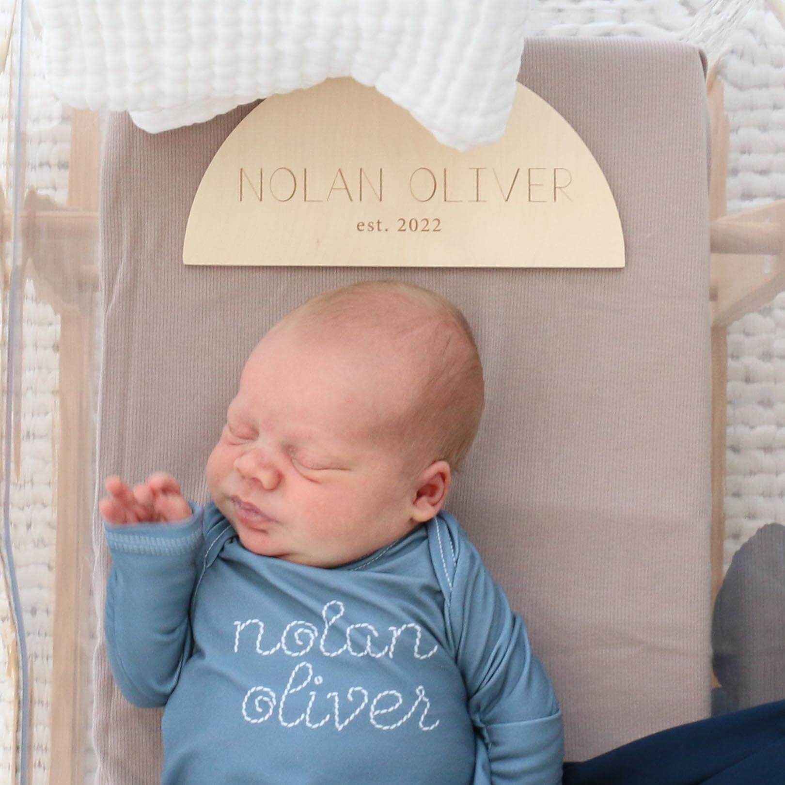 Personalized Stitched Newborn Baby Knot Gown | Ocean Blues