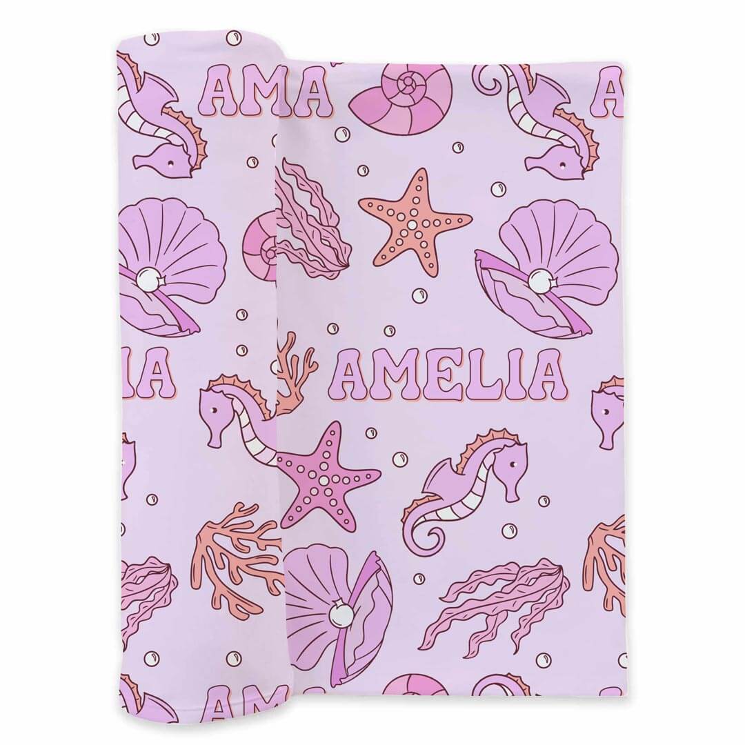 Tiny Tides Personalized Swaddle Blanket | Pink