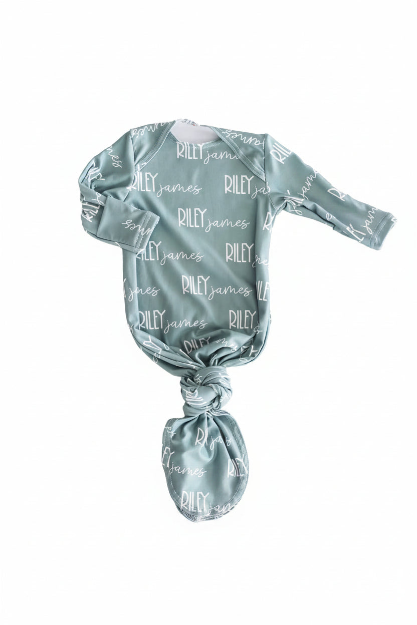 Personalized Font Duo Newborn Baby Knot Gown | Best Selling Neutrals