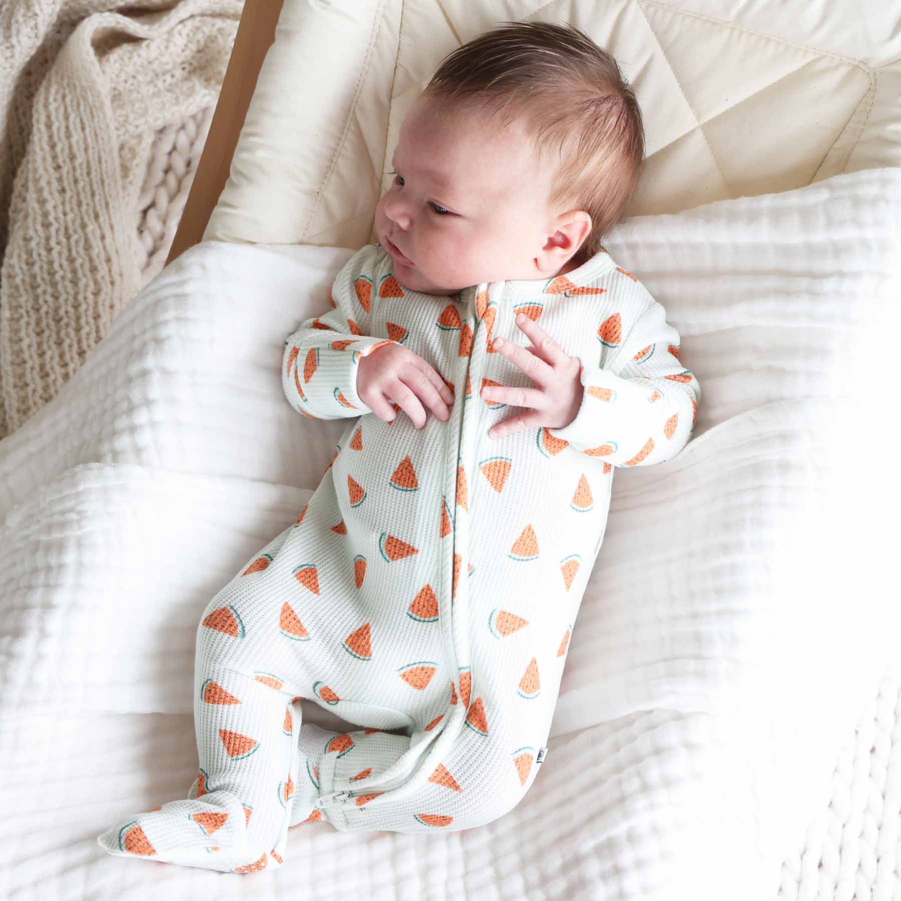 Slice, Slice Baby Bamboo Waffle Zipper Footie