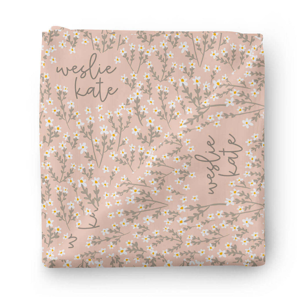 Weslie's Wildflower Personalized Baby Name Swaddle Blanket