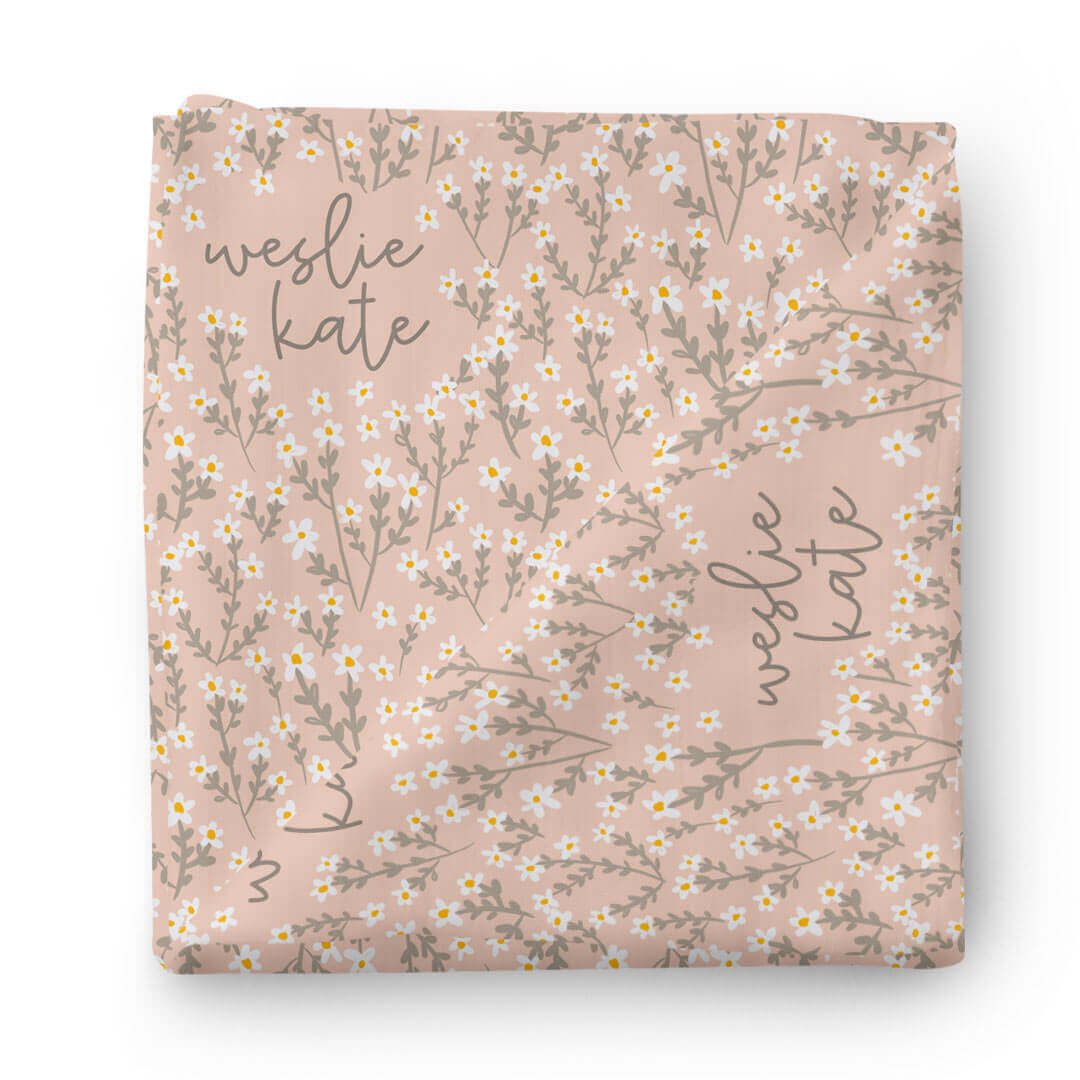Weslie's Wildflower Personalized Baby Name Swaddle Blanket