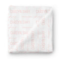 Personalized Peony Pink on Pure White Baby Name Swaddle Blanket - Block & Script