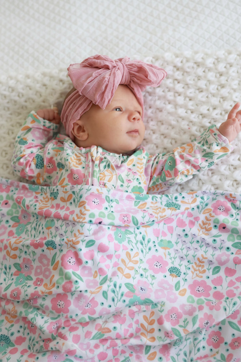 Willow's Whimsy Floral Ruffle Zipper Footie